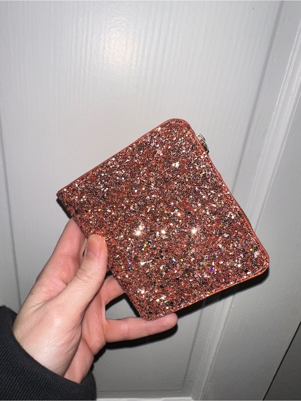 Francesca’s Glitter Zip Wallet - Rose Gold Sparkle